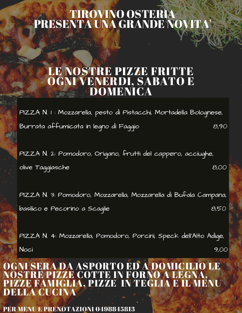 Pizza Artigianale Menu